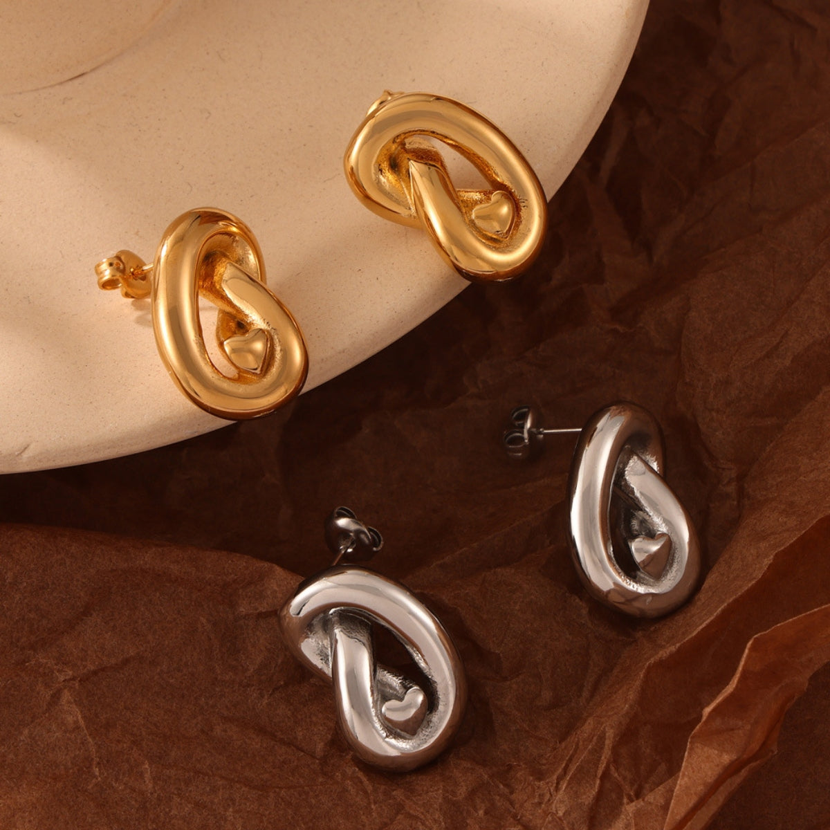 Titanium Steel Knot Stud Earrings Titanium Steel Knot Stud Earrings